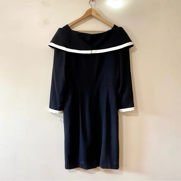 Vintage 80s Arnold Scaasi Dress Black White Classic Size 14 - NWT - Picture 4 of 9